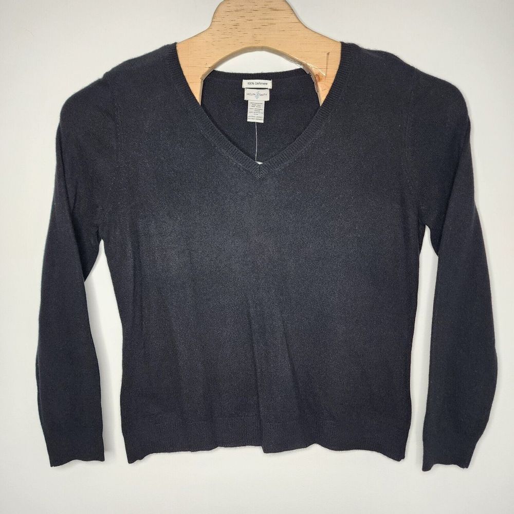 Jaclyn Smith Women's %100 cashmere sweater Size XL Black V Neck NWT